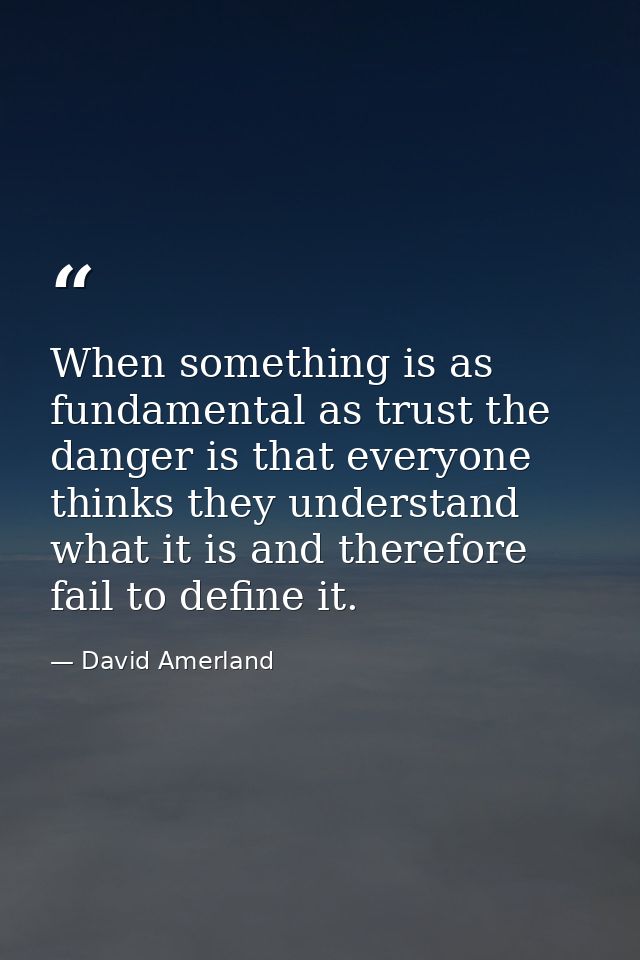 When something is as fundamental as trust the danger is that everyone thinks they understand what it is and therefore fa — David Amerland