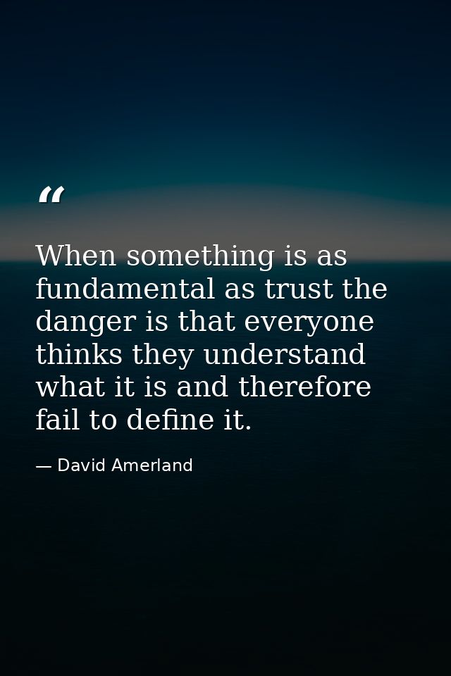 When something is as fundamental as trust the danger is that everyone thinks they understand what it is and therefore fa — David Amerland