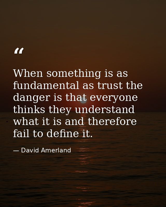 When something is as fundamental as trust the danger is that everyone thinks they understand what it is and therefore fa — David Amerland