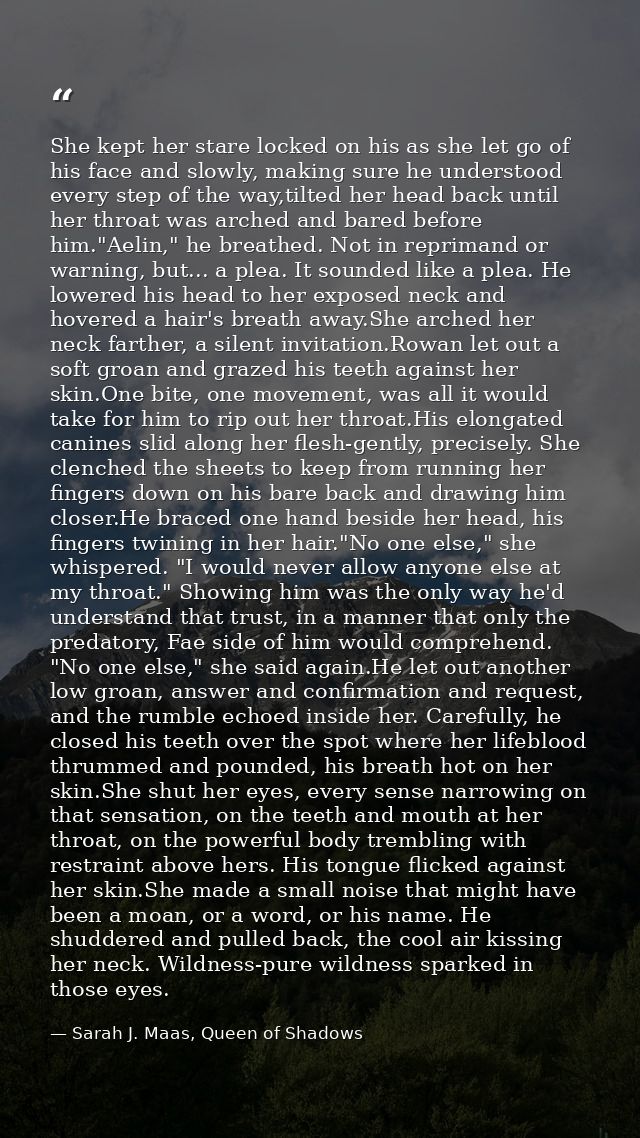 She kept her stare locked on his as she let go of his face and slowly, making sure he understood every step of the way,t — Sarah J. Maas, Queen of Shadows