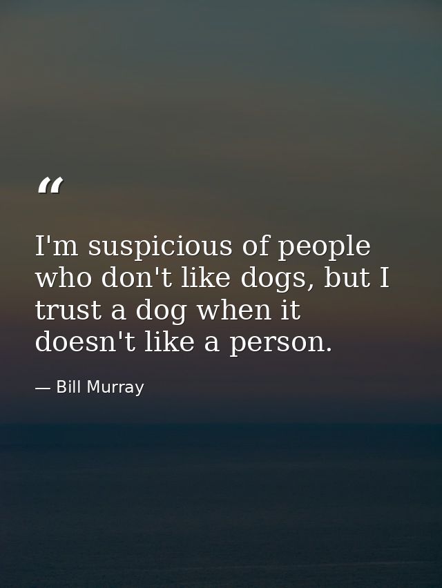 I'm suspicious of people who don't like dogs, but I trust a dog when it doesn't like a person. — Bill Murray