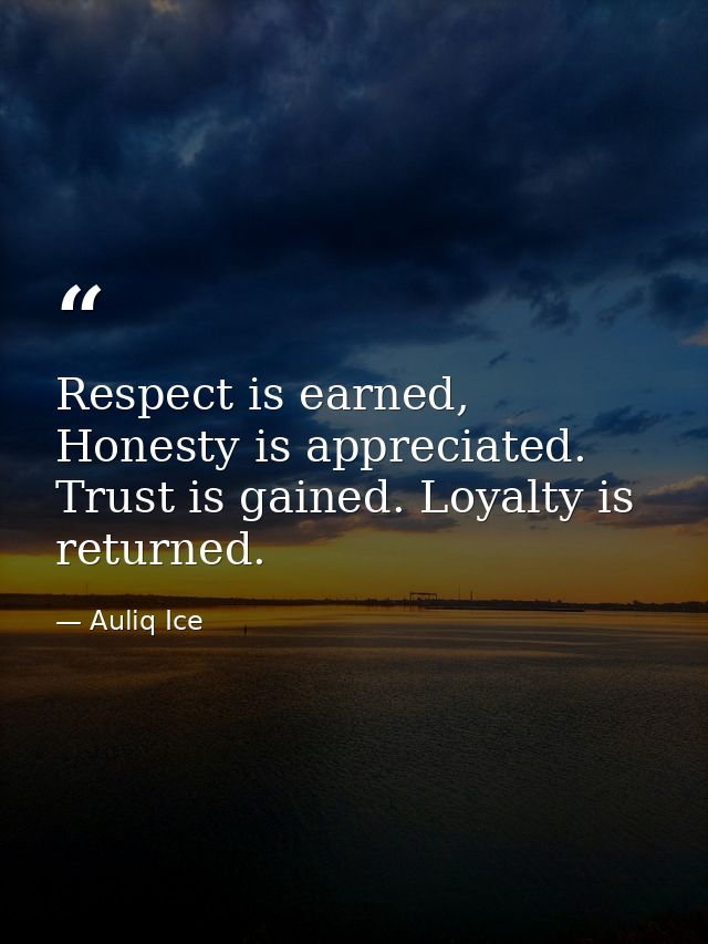 Respect is earned, Honesty is appreciated. Trust is gained. Loyalty is returned. — Auliq Ice