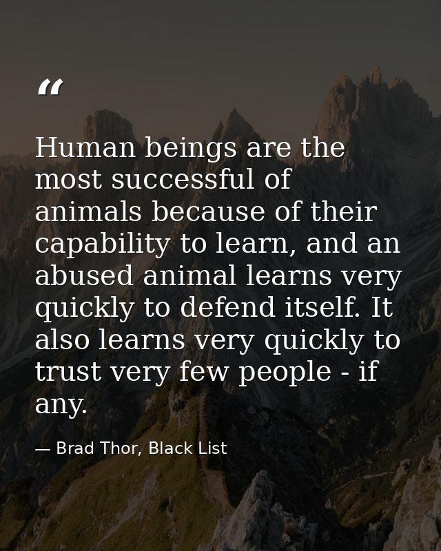 Human beings are the most successful of animals because of their capability to learn, and an abused animal learns very q — Brad Thor, Black List