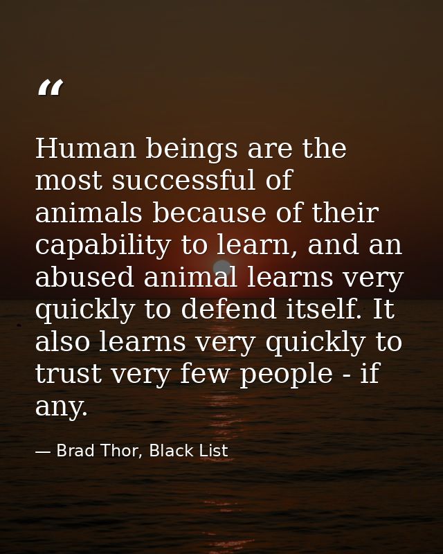 Human beings are the most successful of animals because of their capability to learn, and an abused animal learns very q — Brad Thor, Black List