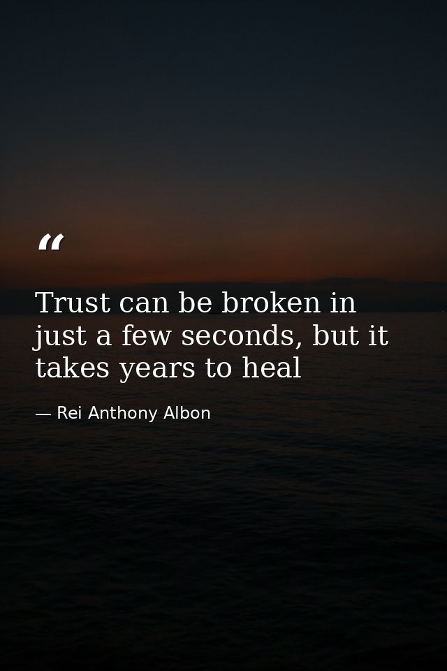 Trust can be broken in just a few seconds, but it takes years to heal — Rei Anthony Albon