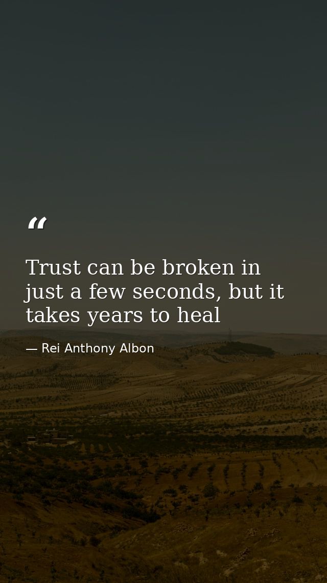 Trust can be broken in just a few seconds, but it takes years to heal — Rei Anthony Albon