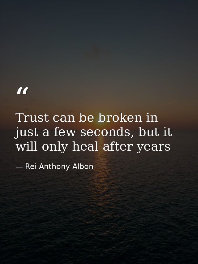Trust can be broken in just a few seconds, but it will only heal after years — Rei Anthony Albon