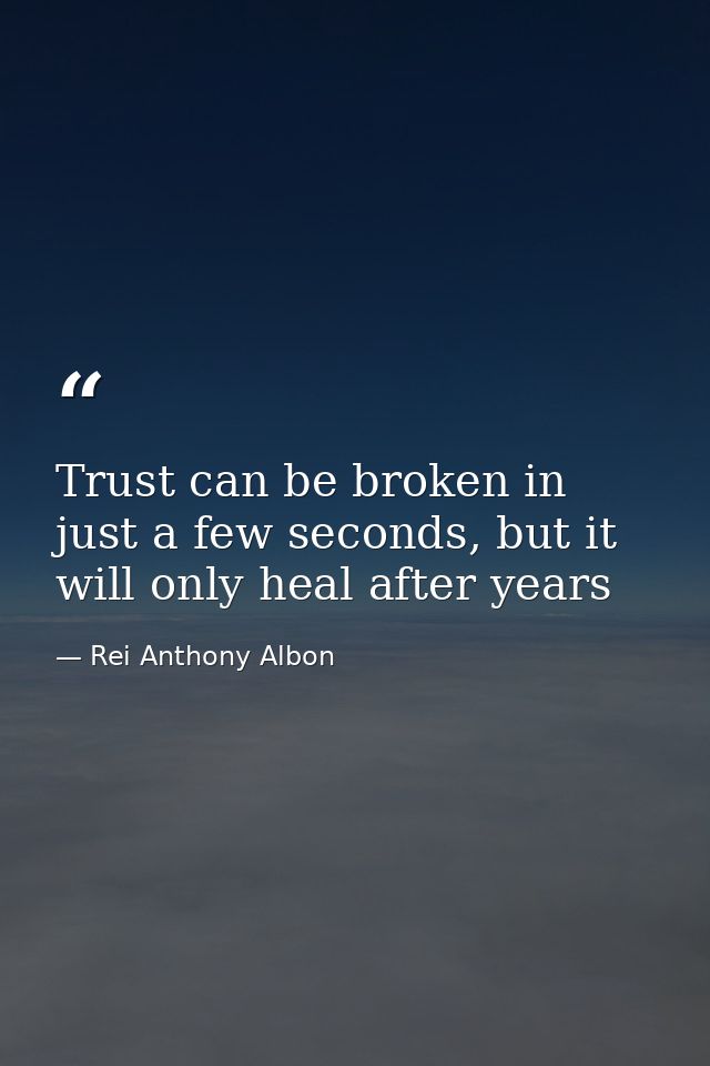 Trust can be broken in just a few seconds, but it will only heal after years — Rei Anthony Albon