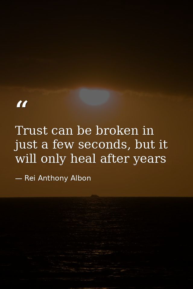 Trust can be broken in just a few seconds, but it will only heal after years — Rei Anthony Albon