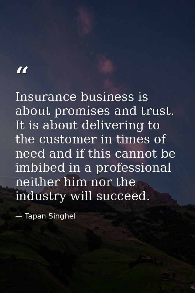 Insurance business is about promises and trust. It is about delivering to the customer in times of need and if this cann — Tapan Singhel