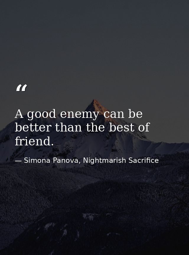 A good enemy can be better than the best of friend. — Simona Panova, Nightmarish Sacrifice