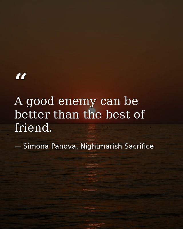 A good enemy can be better than the best of friend. — Simona Panova, Nightmarish Sacrifice