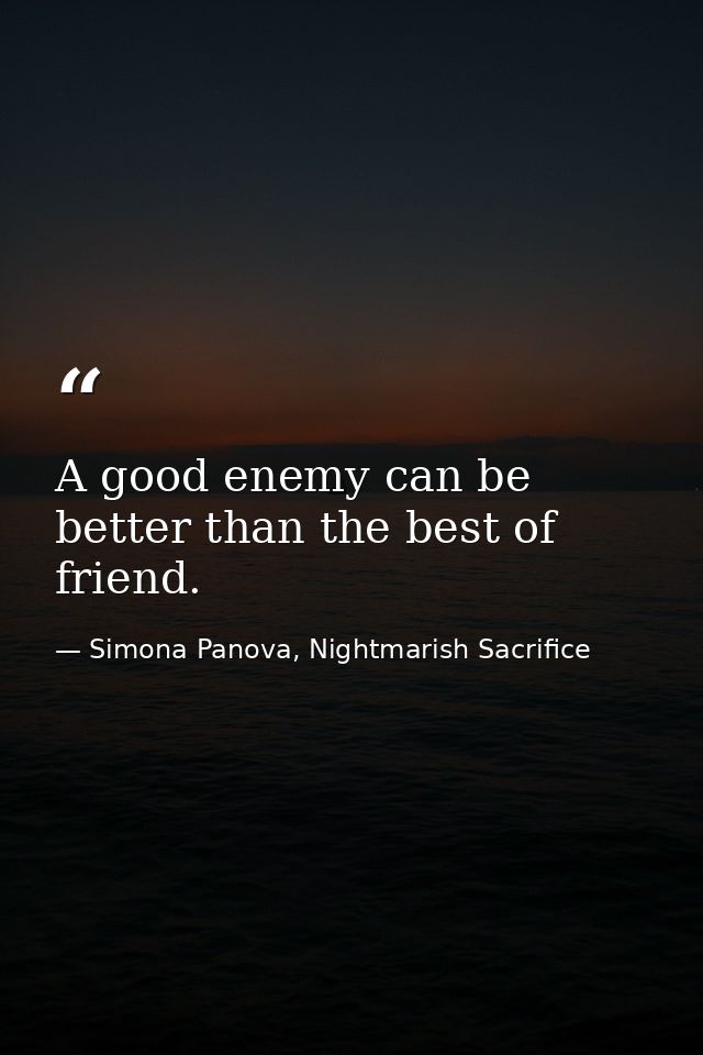 A good enemy can be better than the best of friend. — Simona Panova, Nightmarish Sacrifice