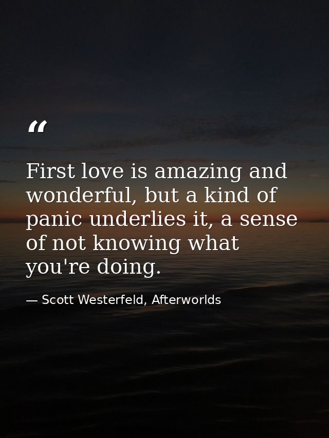 First love is amazing and wonderful, but a kind of panic underlies it, a sense of not knowing what you're doing. — Scott Westerfeld, Afterworlds