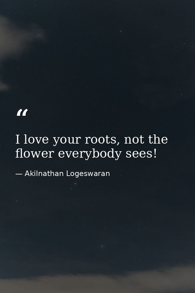 I love your roots, not the flower everybody sees! — Akilnathan Logeswaran
