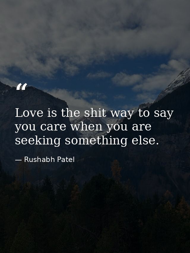 Love is the shit way to say you care when you are seeking something else. — Rushabh Patel