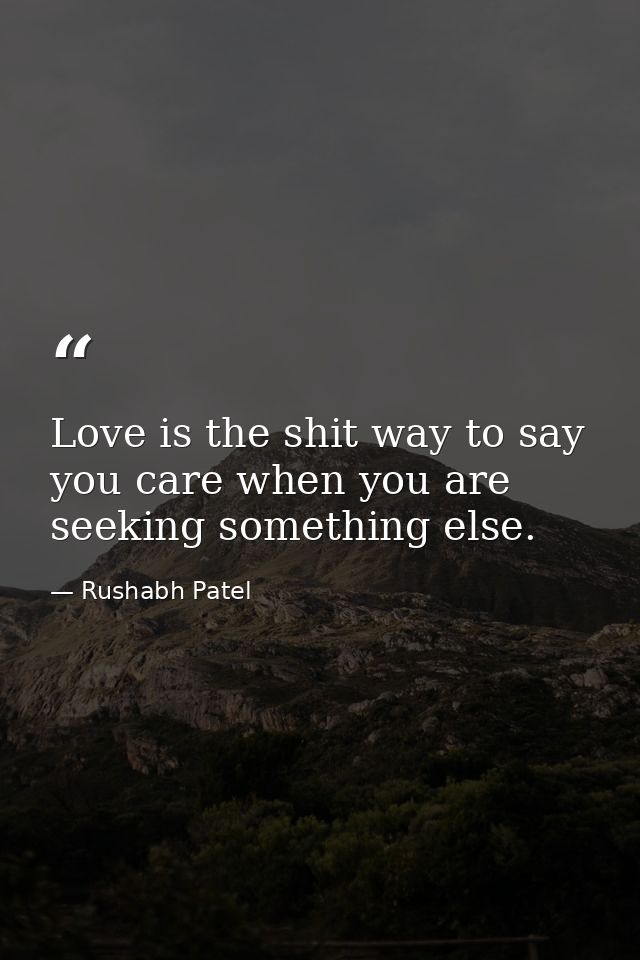 Love is the shit way to say you care when you are seeking something else. — Rushabh Patel