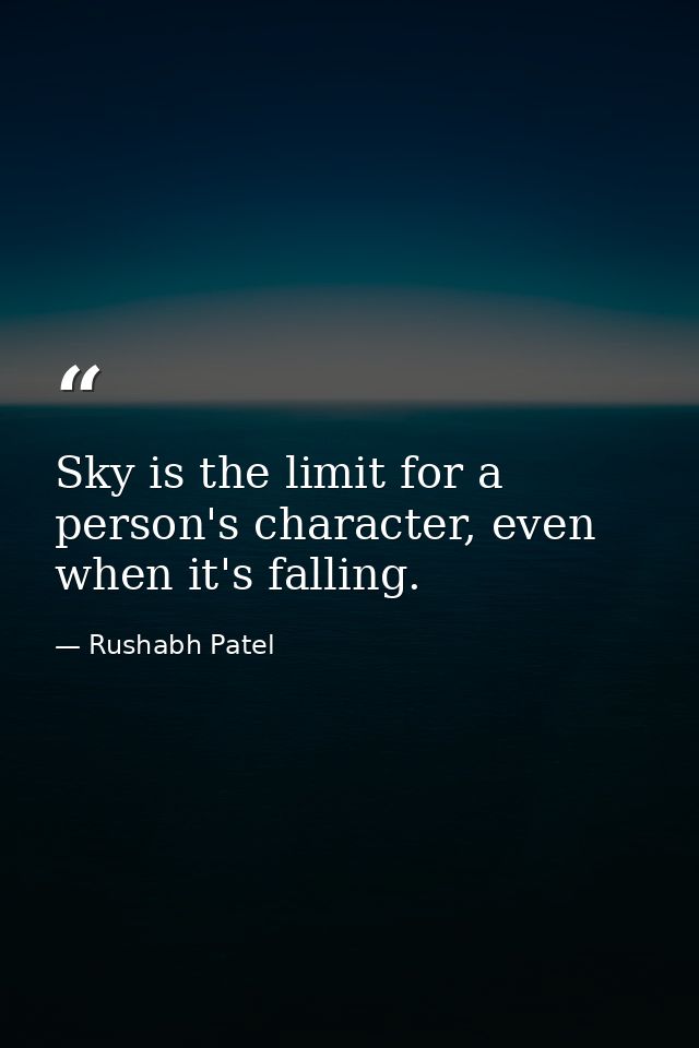 Sky is the limit for a person's character, even when it's falling. — Rushabh Patel