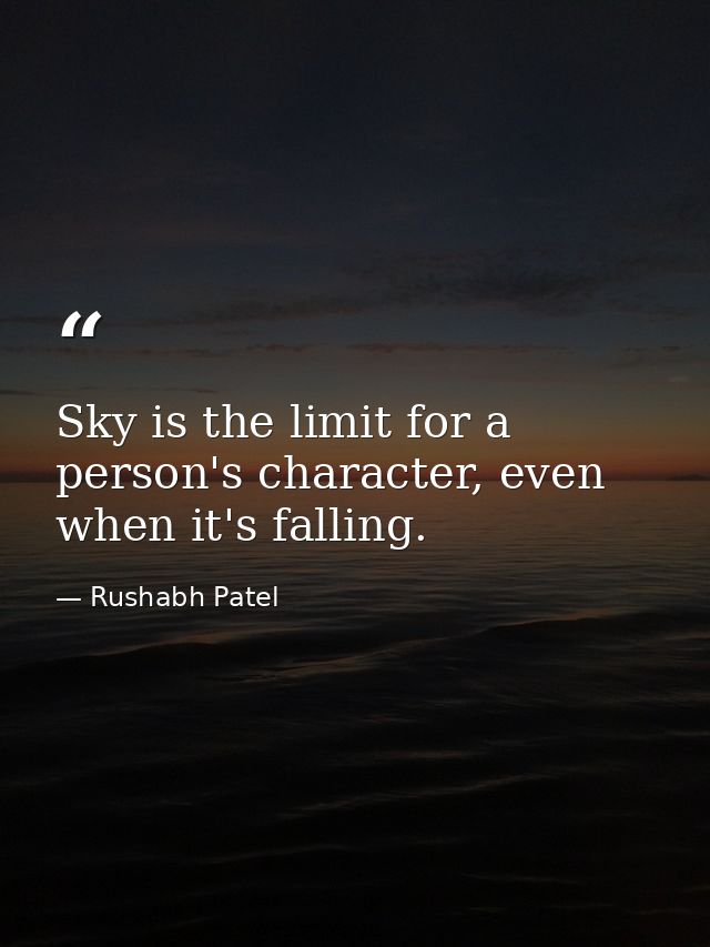Sky is the limit for a person's character, even when it's falling. — Rushabh Patel