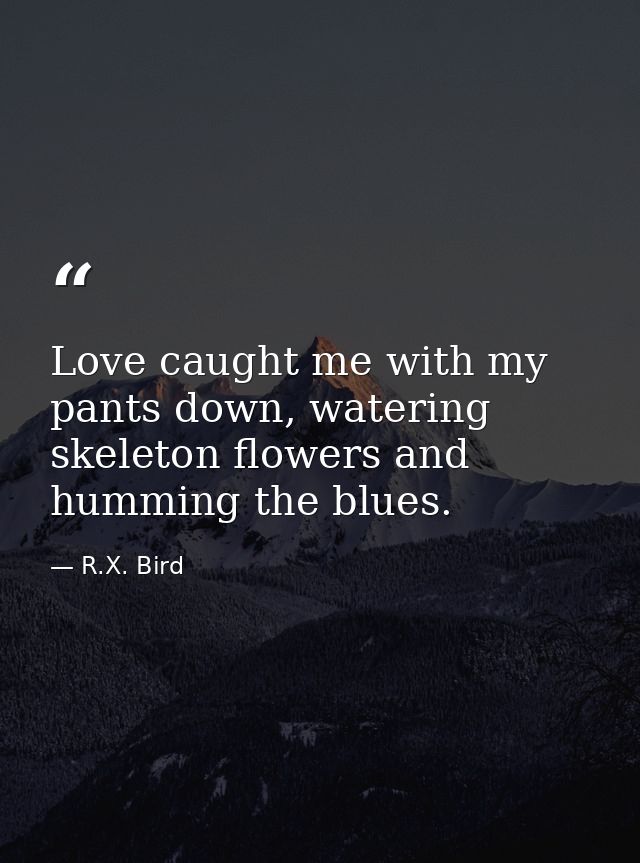 Love caught me with my pants down, watering skeleton flowers and humming the blues. — R.X. Bird