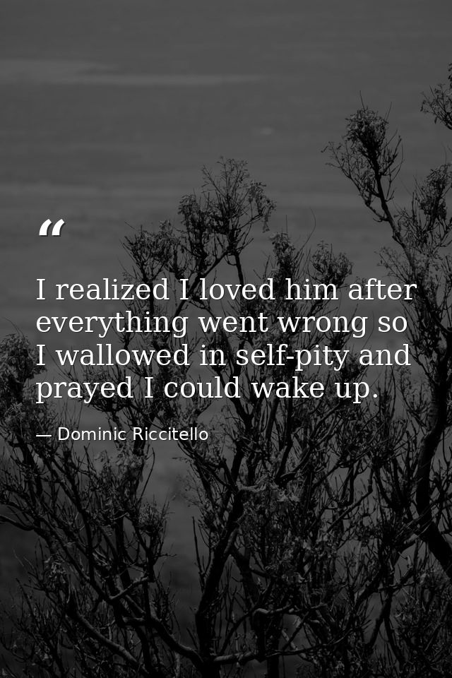 I realized I loved him after everything went wrong so I wallowed in self-pity and prayed I could wake up. — Dominic Riccitello