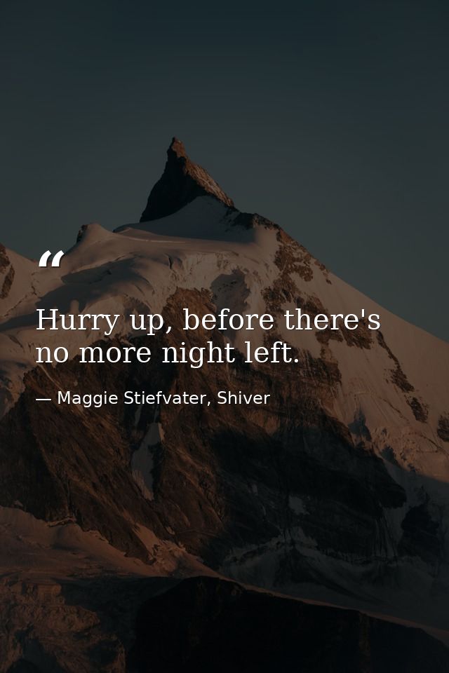 Hurry up, before there's no more night left. — Maggie Stiefvater, Shiver