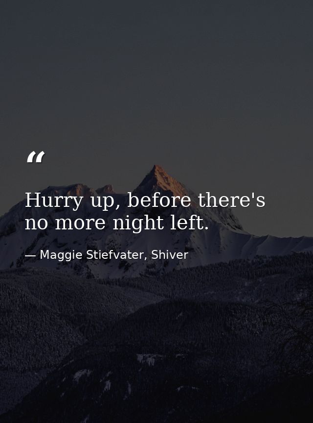 Hurry up, before there's no more night left. — Maggie Stiefvater, Shiver