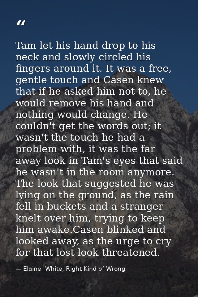 Tam let his hand drop to his neck and slowly circled his fingers around it. It was a free, gentle touch and Casen knew t — Elaine  White, Right Kind of Wrong