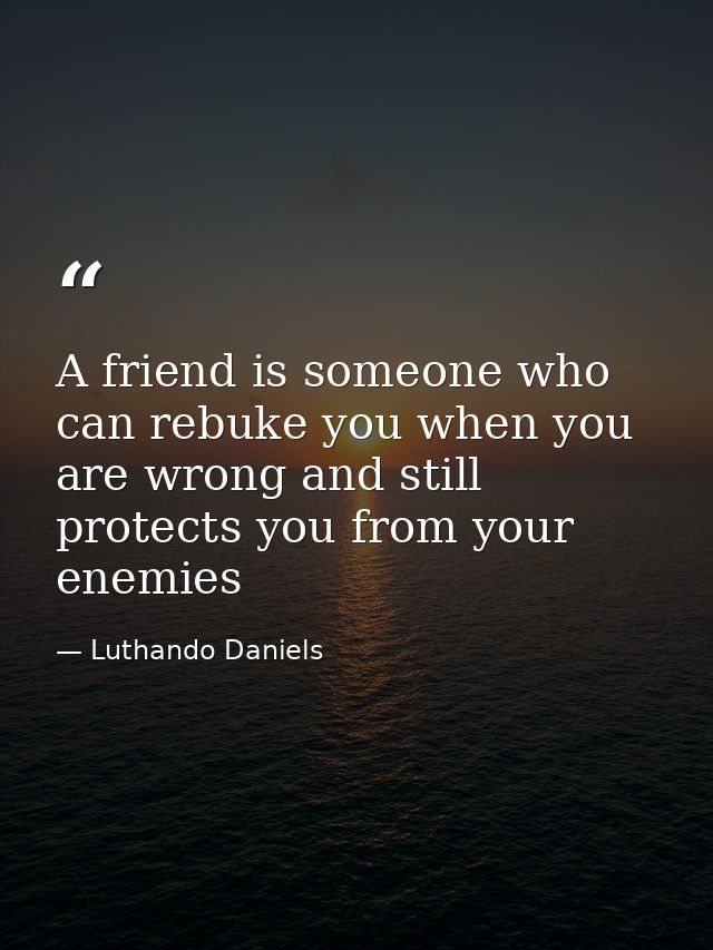 A friend is someone who can rebuke you when you are wrong and still protects you from your enemies — Luthando Daniels