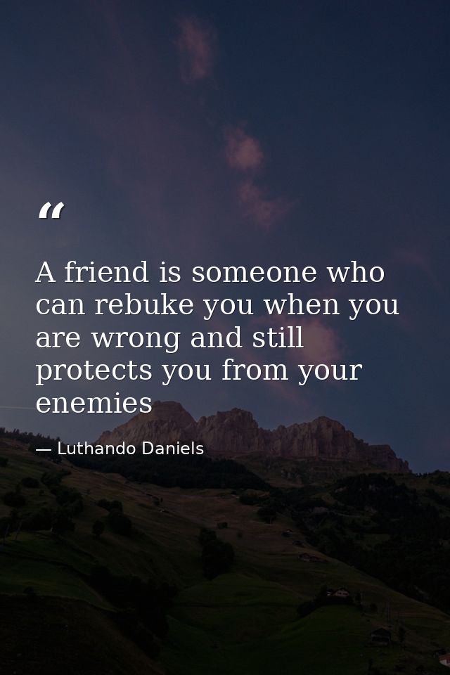 A friend is someone who can rebuke you when you are wrong and still protects you from your enemies — Luthando Daniels