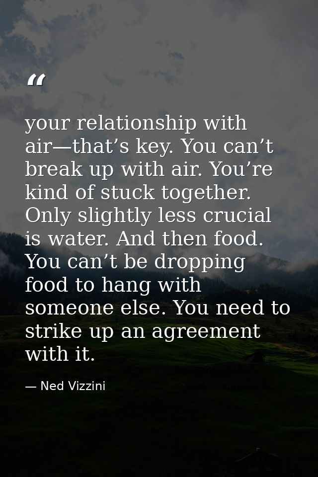 your relationship with air—that’s key. You can’t break up with air. You’re kind of stuck together. Only slightly less cr — Ned Vizzini