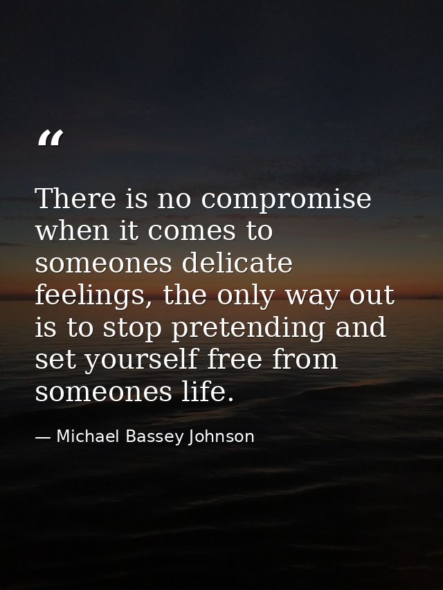 There is no compromise when it comes to someones delicate feelings, the only way out is to stop pretending and set yours — Michael Bassey Johnson