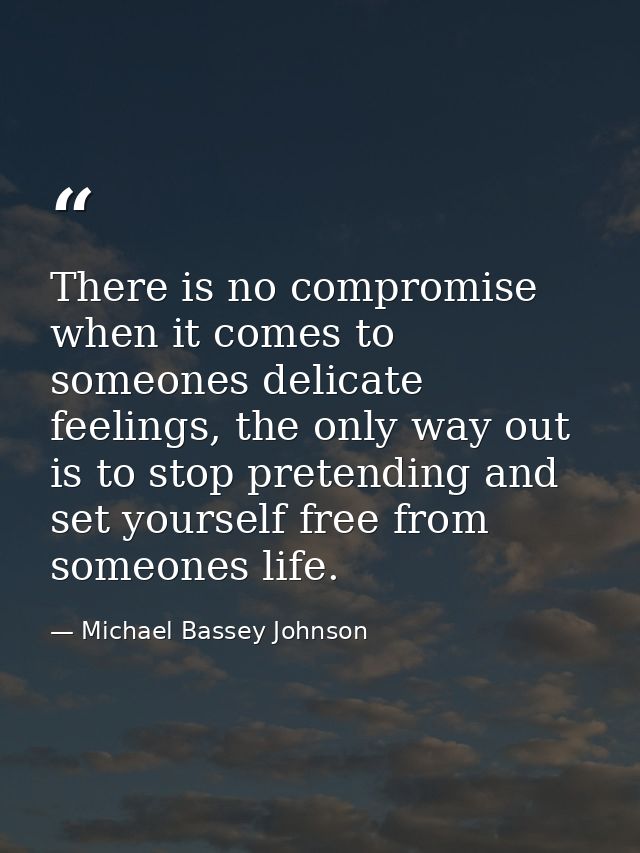 There is no compromise when it comes to someones delicate feelings, the only way out is to stop pretending and set yours — Michael Bassey Johnson