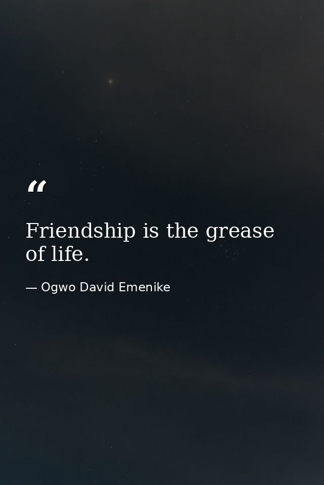 Friendship is the grease of life. — Ogwo David Emenike