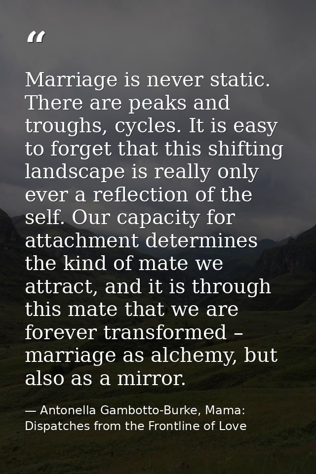 Marriage is never static. There are peaks and troughs, cycles. It is easy to forget that this shifting landscape is real — Antonella Gambotto-Burke, Mama: Dispatches from the Frontline of Love