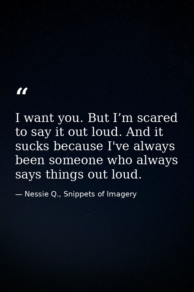 I want you. But I’m scared to say it out loud. And it sucks because I've always been someone who always says things out  — Nessie Q., Snippets of Imagery