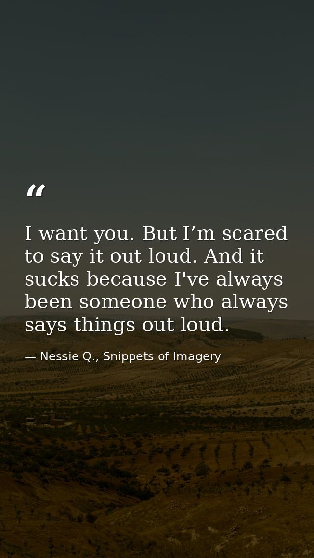 I want you. But I’m scared to say it out loud. And it sucks because I've always been someone who always says things out  — Nessie Q., Snippets of Imagery