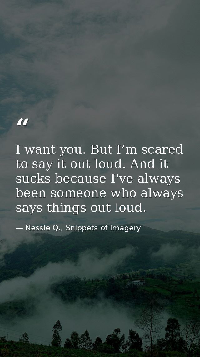 I want you. But I’m scared to say it out loud. And it sucks because I've always been someone who always says things out  — Nessie Q., Snippets of Imagery