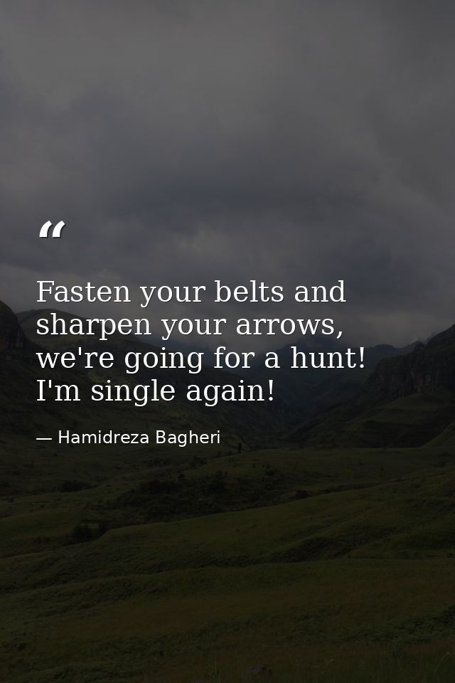 Fasten your belts and sharpen your arrows, we're going for a hunt! I'm single again! — Hamidreza Bagheri