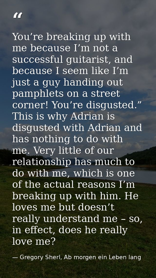 You’re breaking up with me because I’m not a successful guitarist, and because I seem like I’m just a guy handing out pa — Gregory Sherl, Ab morgen ein Leben lang