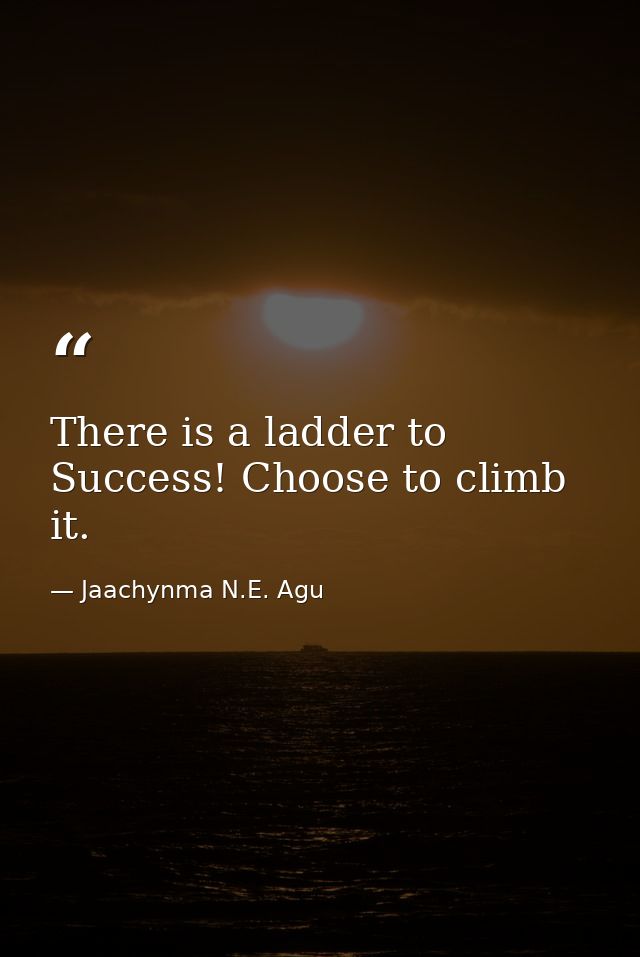There is a ladder to Success! Choose to climb it. — Jaachynma N.E. Agu