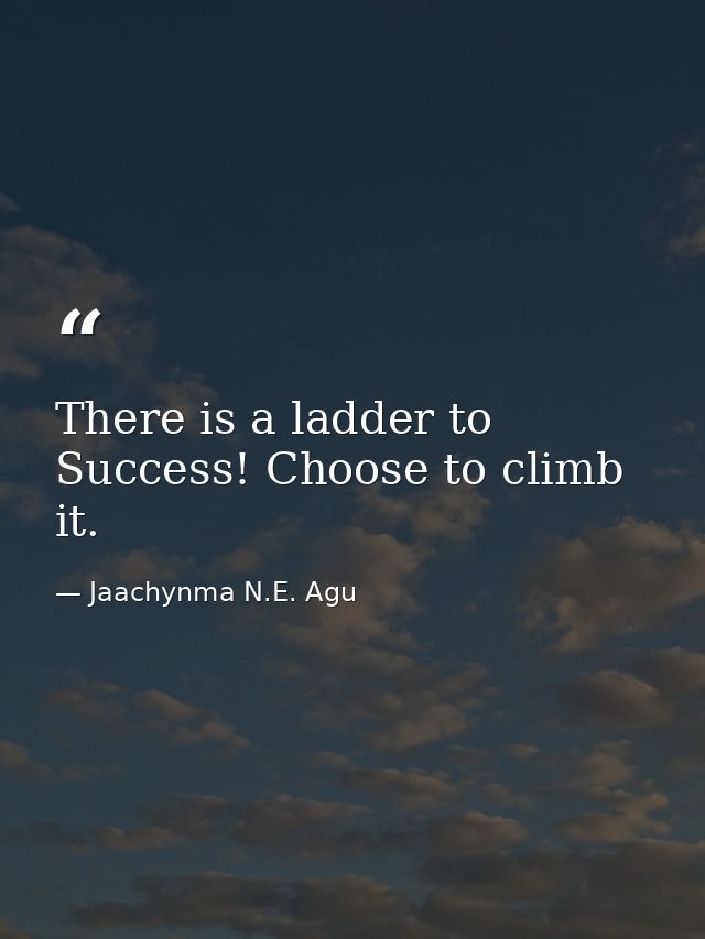 There is a ladder to Success! Choose to climb it. — Jaachynma N.E. Agu