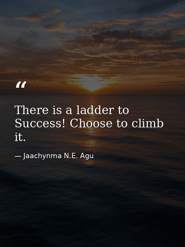 There is a ladder to Success! Choose to climb it. — Jaachynma N.E. Agu