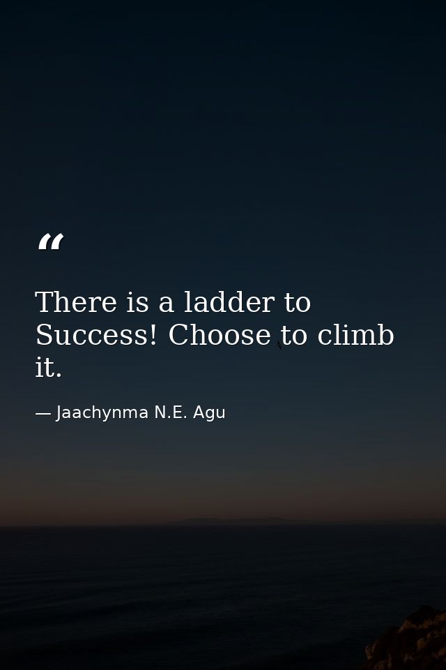 There is a ladder to Success! Choose to climb it. — Jaachynma N.E. Agu