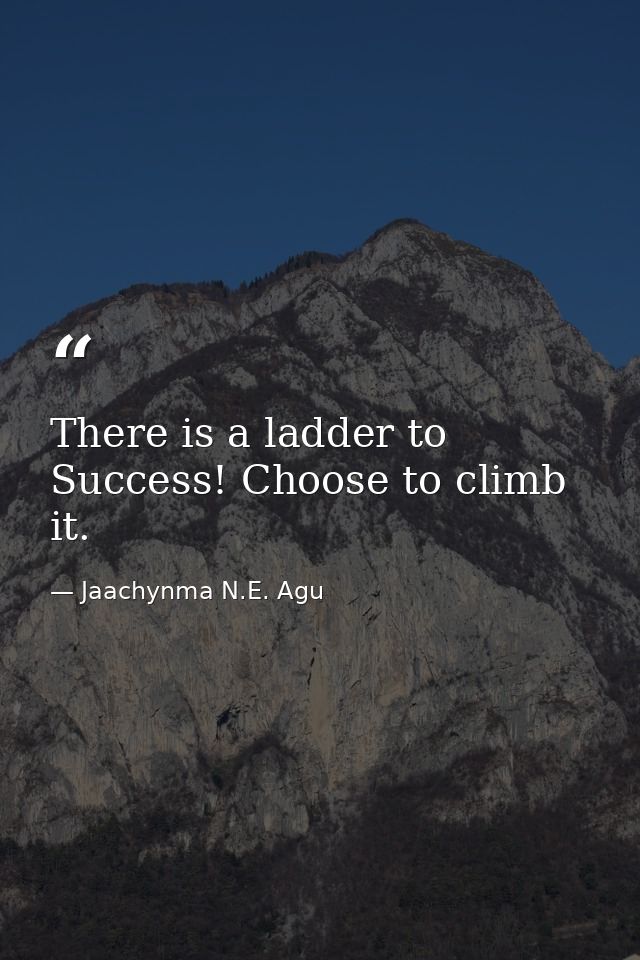 There is a ladder to Success! Choose to climb it. — Jaachynma N.E. Agu