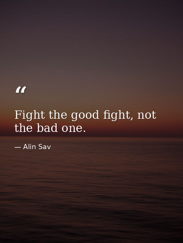 Fight the good fight, not the bad one. — Alin Sav