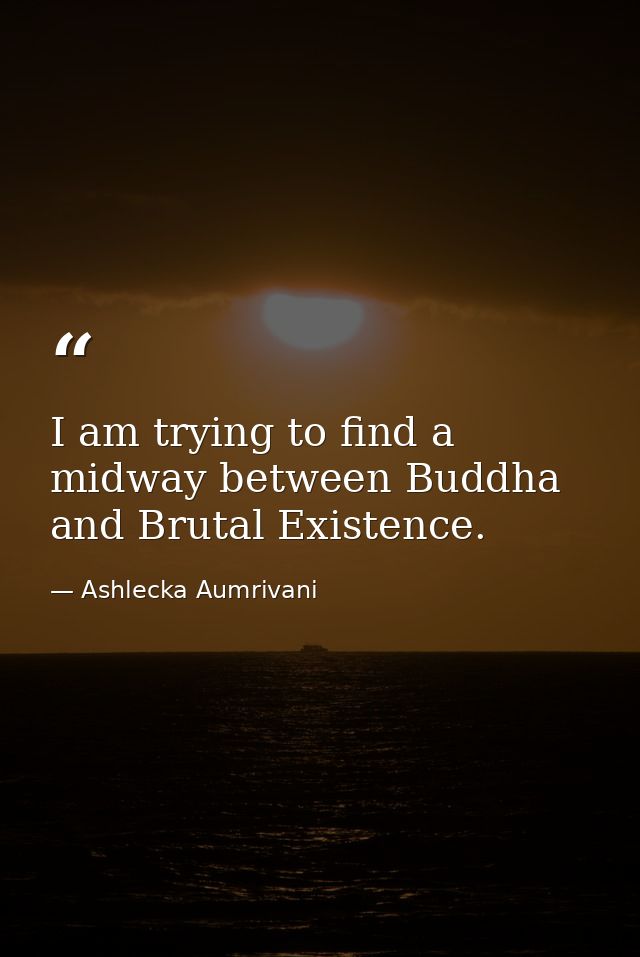 I am trying to find a midway between Buddha and Brutal Existence. — Ashlecka Aumrivani