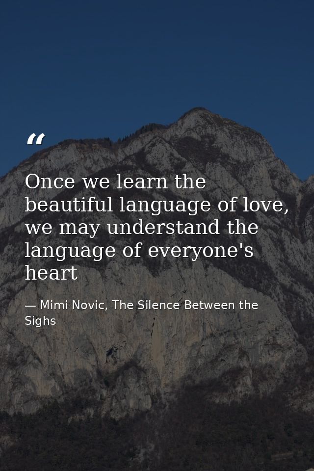 Once we learn the beautiful language of love, we may understand the language of everyone's heart — Mimi Novic, The Silence Between the Sighs