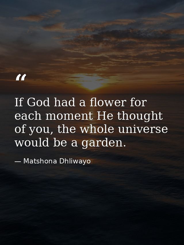 If God had a flower for each moment He thought of you, the whole universe would be a garden. — Matshona Dhliwayo