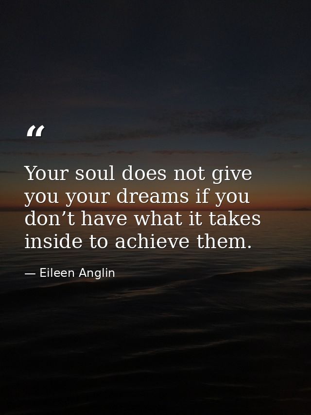 Your soul does not give you your dreams if you don’t have what it takes inside to achieve them. — Eileen Anglin